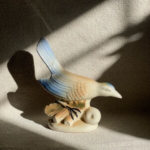 Charming Blue and Cream Bird Figurine